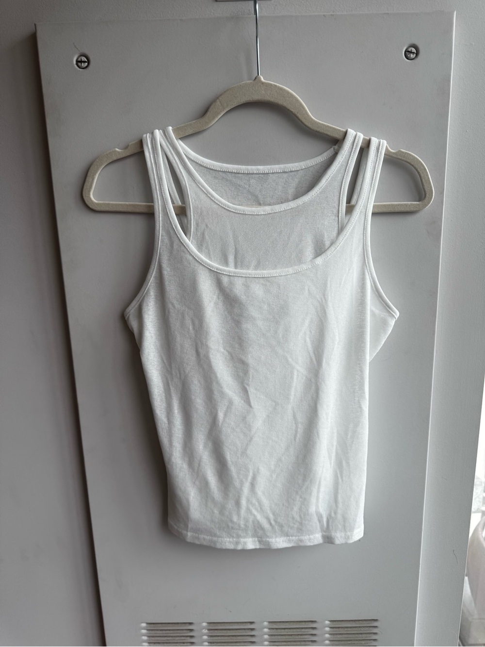 COMMENSE White Layered Double Strap Tank Top Women's Size S